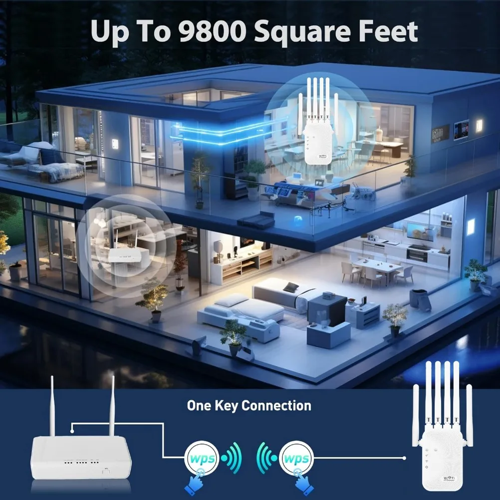 VIKEFON-amplificador Wifi de 1200Mbps, repetidor de doble banda 2,4G 5G, expansor de red, extensor de rango, amplificador de señal WiFi, enrutador inalámbrico - imagen 4