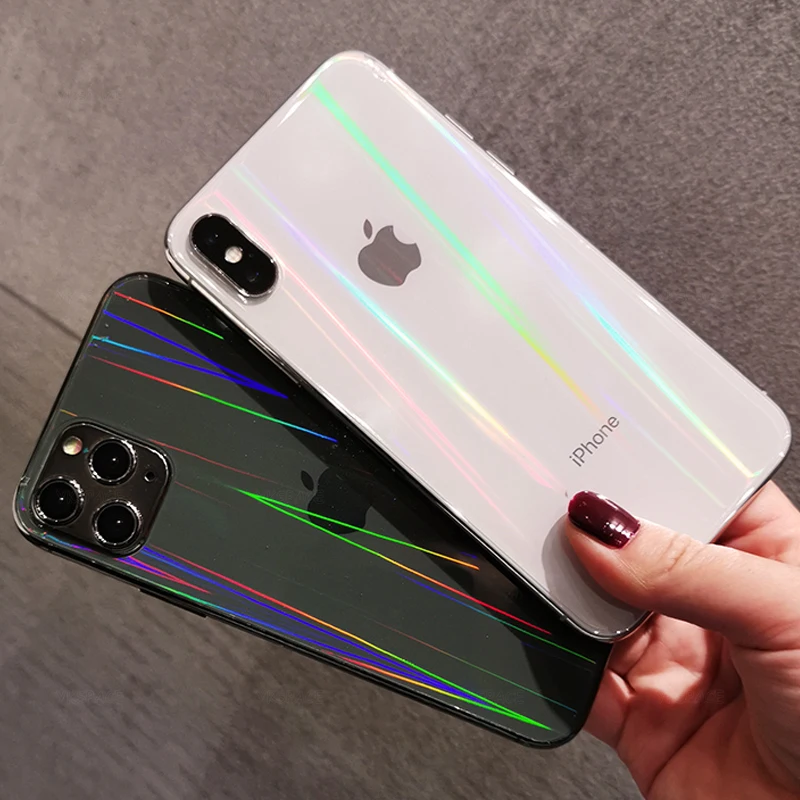 Aurora gradiente suave hidrogel de película para iPhone X Xs X MAX XR 11 Pro Max 6S 6 7 8 Plus trasero protector de pantalla para Rainbow de moda - imagen 5
