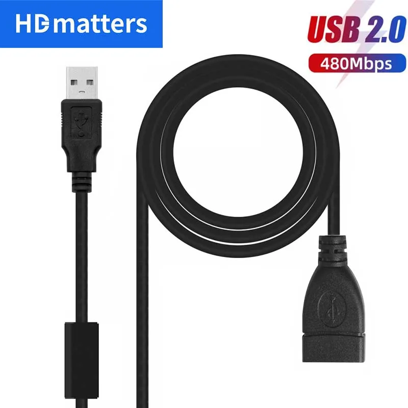 USB 2.0 A macho a hembra sincronización de datos cargador negro Cable de extensión Cable USB para teclado de ordenador portátil