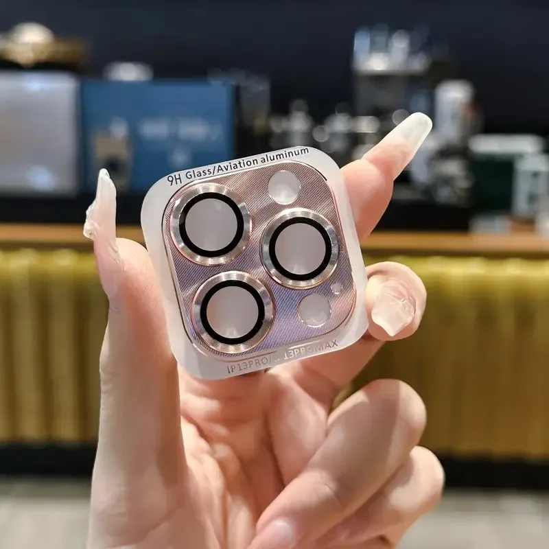 Anillo de Metal para cámara de lente para IPhone 16 17 Pro Max, Protector de pantalla de cámara trasera, cubierta de vidrio templado para IPhone 13 12, tapa de cámara