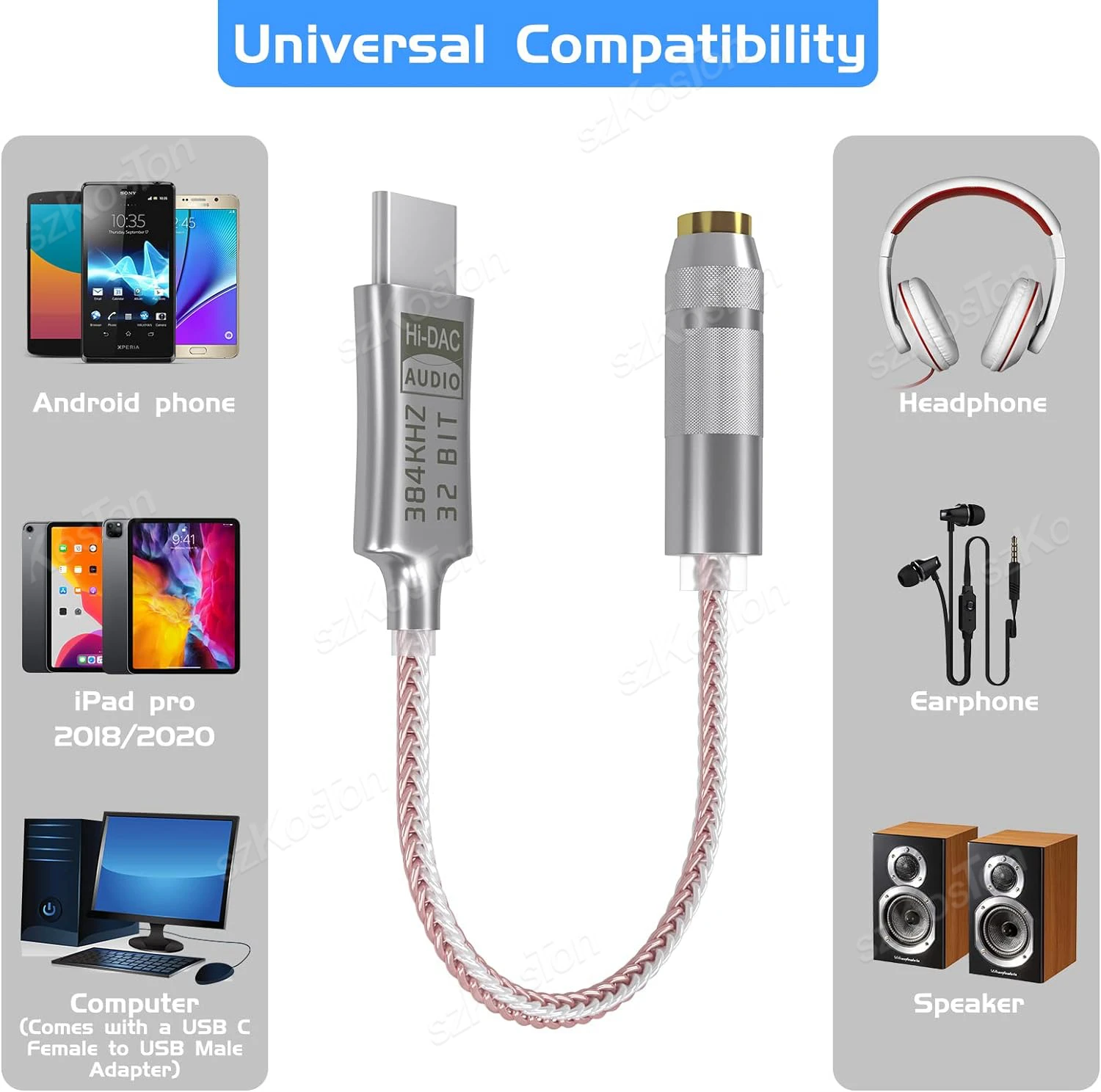 DAC USB-C a Jack 3.5mm Hi-Fi 32bit/384kHz para Auriculares - imagen 5