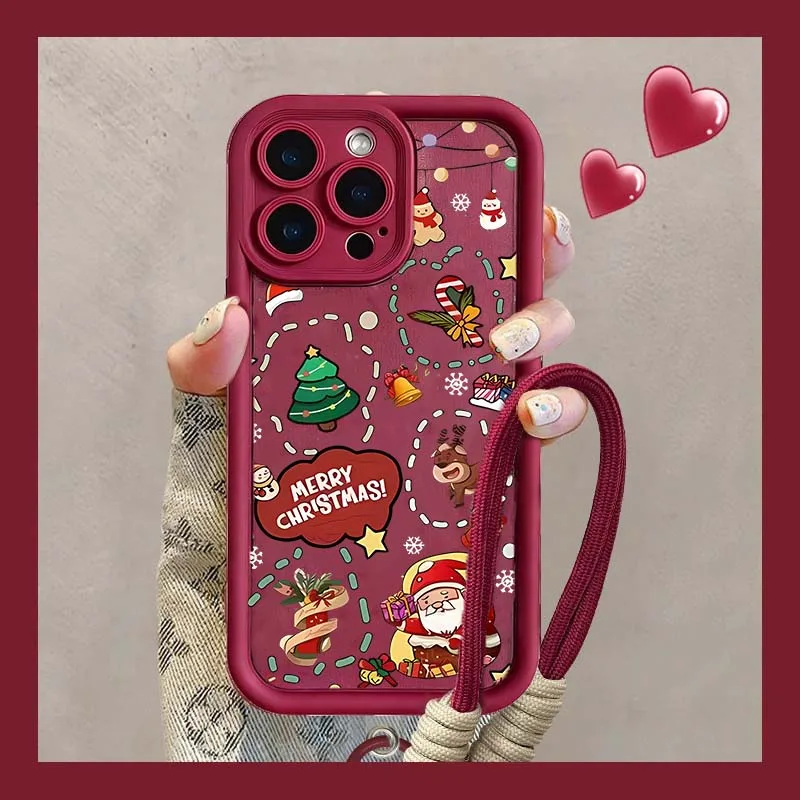 Bonita funda con cordón para la muñeca con forma de copo de nieve y árbol de Navidad para Google Pixel 9 8 7 8A 7A 9 Pro XL, funda de silicona suave para cámara Protec - imagen 4