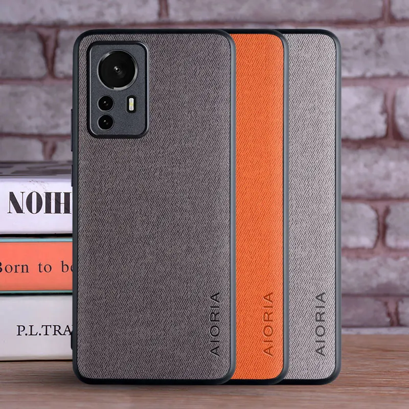 Funda de cuero textil de lujo para Xiaomi mi 12 Lite 12S 12X Pro TPU Ultra suave con PC dura material 3 en 1 diseño de protección de cámara