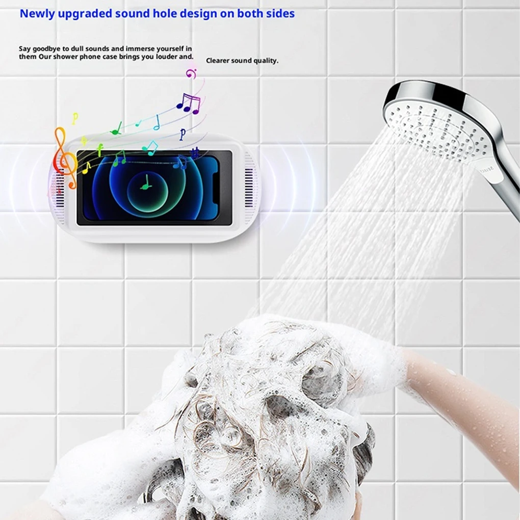 Soporte para teléfono de ducha impermeable Sound 360 °   Soporte ajustable Soporte de ducha impermeable transparente Agujeros de altavoz Impermeable - imagen 5
