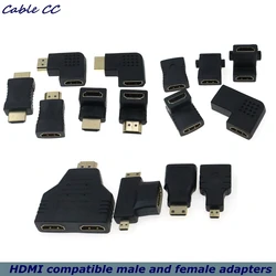 Adaptador Micro Mini HDMI compatible con ángulo recto de 90 grados HDMI 270 grados HDMI macho a hembra conector acodado HDMI
