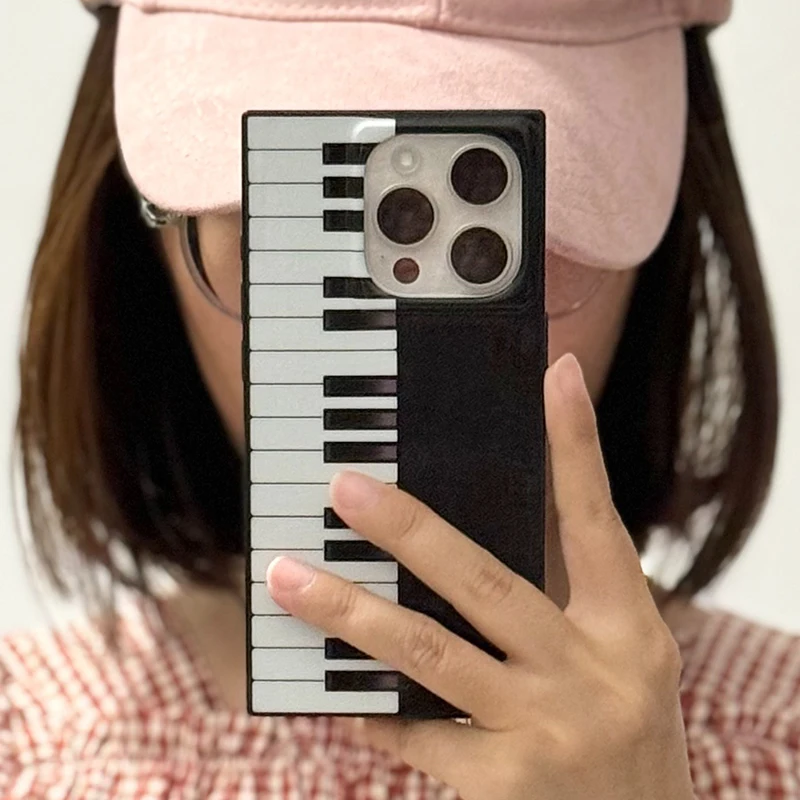 Funda IMD rectangular brillante Piano de moda para iPhone 17 16 15 14 13 Pro Max cubierta de teléfono TPU a prueba de golpes - imagen 3