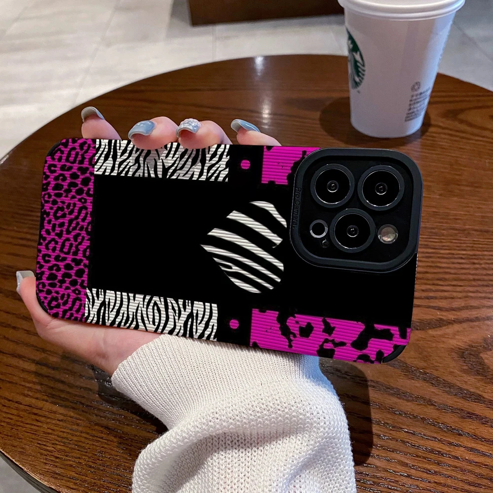 Funda de silicona con forma de corazón de amor y leopardo púrpura para iPhone 13, 11, 12, 14, 15 Pro Max Mini SE 7, 8 Plus X XS XR, cubierta completa a prueba de golpes - imagen 3