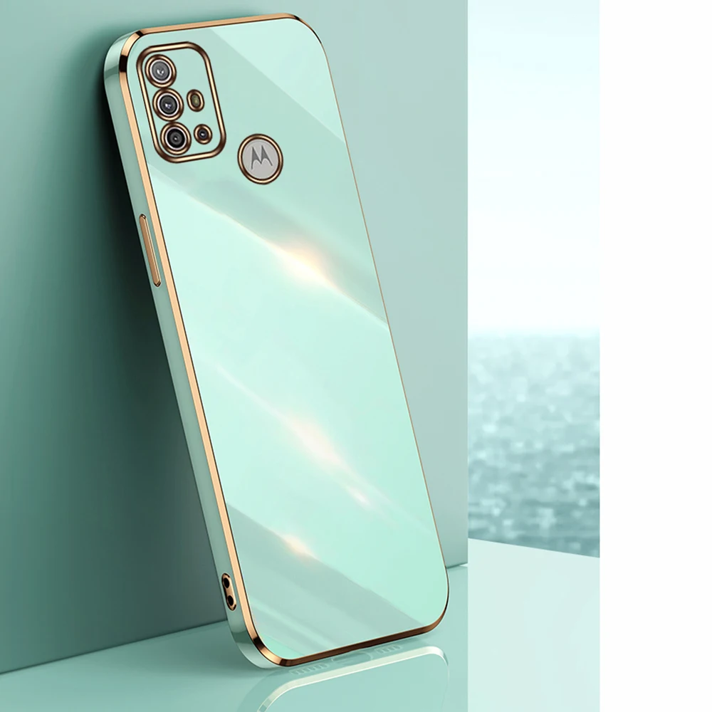 Funda de teléfono para Moto G30, cubierta suave recta chapada de lujo, cámara a prueba de golpes, Motorola E20, E30, E40, G10, G20, 30
