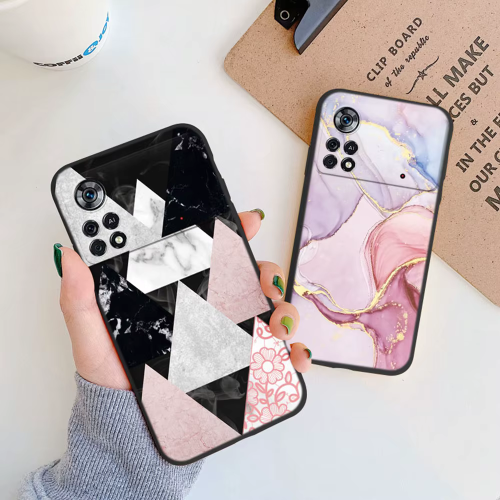 Para Poco X4 Pro 5G POCO M4 Pro 4G Funda de teléfono Rosa mármol corazón amante mariposa Funda suave TPU Funda protección de cámara de silicona - imagen 4