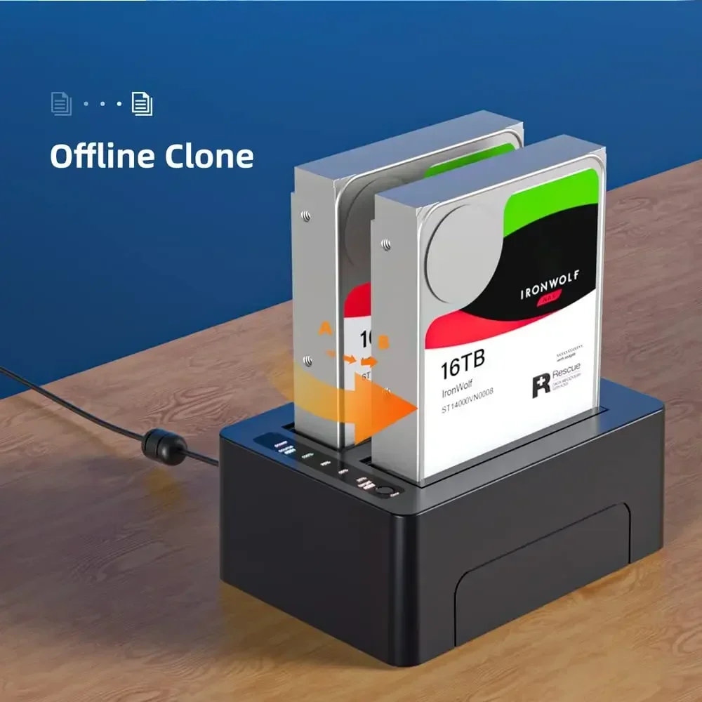 MAIWO Dual Bay 2,5/3,5 pulgadas HDD caja sin conexión clon USB 3,0 a SATA base de disco duro externo para 2,5 ''3,5'' HDD/SSD soporte UASP - imagen 4