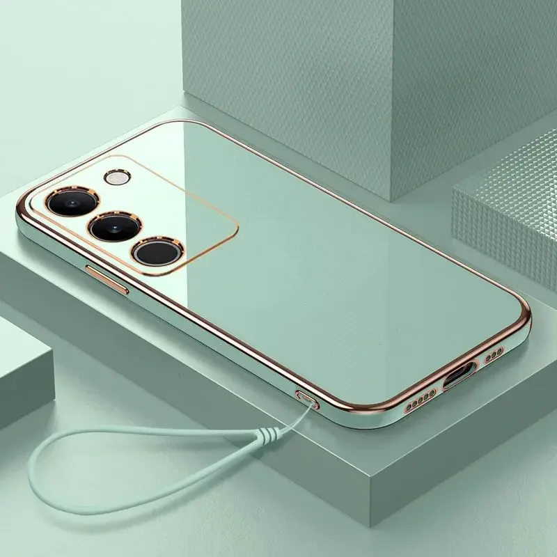 Para Vivo V29e V30 lite 4G funda de teléfono Vivo Y200 Y200e V40 SE V30 SE Y100 4G IDN T2 T3 cubierta trasera chapada - imagen 3