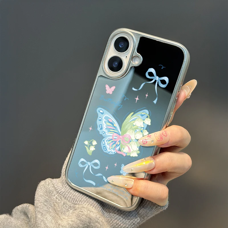 Funda de teléfono con mariposa azul para iPhone 11/12/13/14/15/16/17 Pro Max AIR PLUS, funda de teléfono epoxi TPU anticaída - imagen 4
