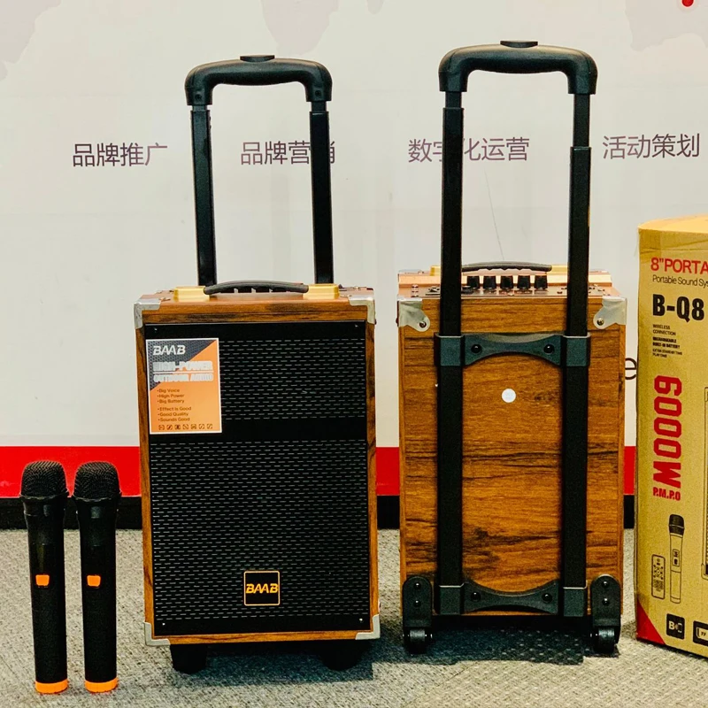 Altavoz Bluetooth de madera de alta potencia de 6000W, altavoz de graves para fiesta de Karaoke al aire libre de 12 pulgadas con micrófono inalámbrico, altavoz FM USB TF - imagen 5