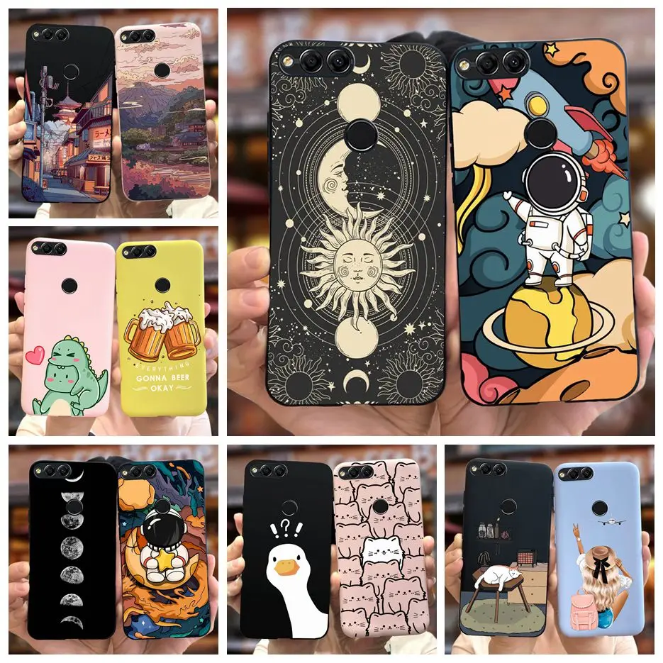 Funda de silicona suave para teléfono Huawei Honor 7X, BND-L21 de dibujos animados de astronautas, 5,93 pulgadas, BND-L22