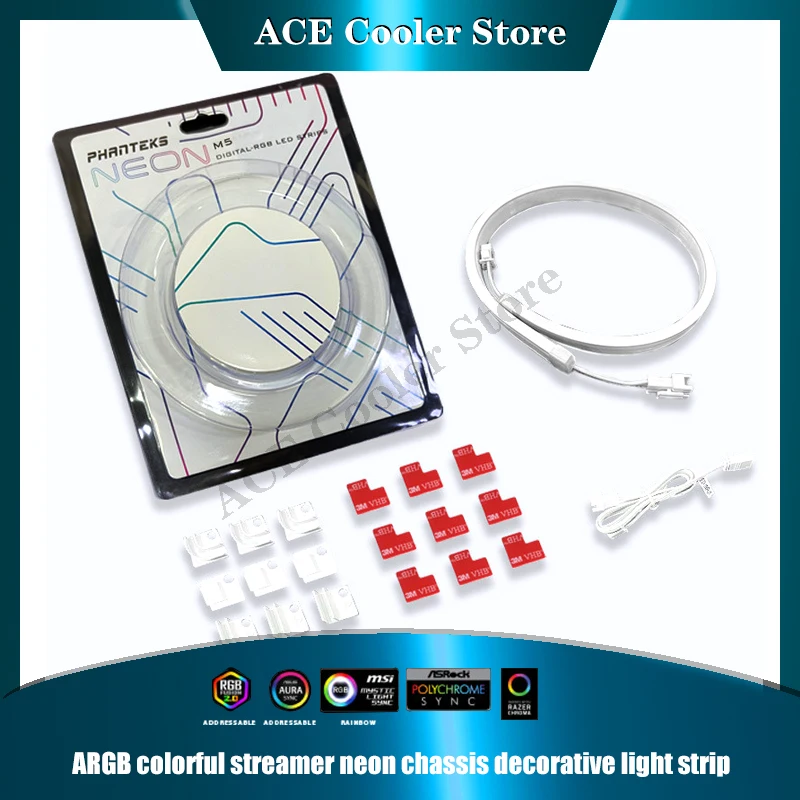 PHANTEKS-tira de luces de chasis de neón M5 RGB, decoración de carcasa de ordenador ARGB, tira LED de 400mm/500mm, 5V, 3 pines, sincronización direccionable AURA
