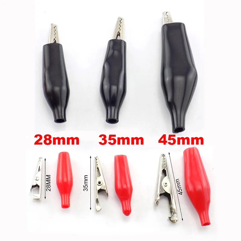 1 par de cables de cocodrilo de 28mm/35mm/45mm, Clip de prueba de cocodrilo para cable de puente eléctrico