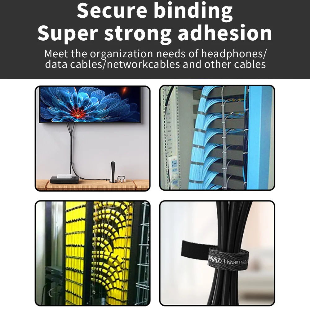 NNBILI-organizador de cables, cinta enrolladora de cables para auriculares, ratón, gestión de cables, Protector de bridas para iPhone, Xiaomi, Samsung, 1/5M - imagen 5