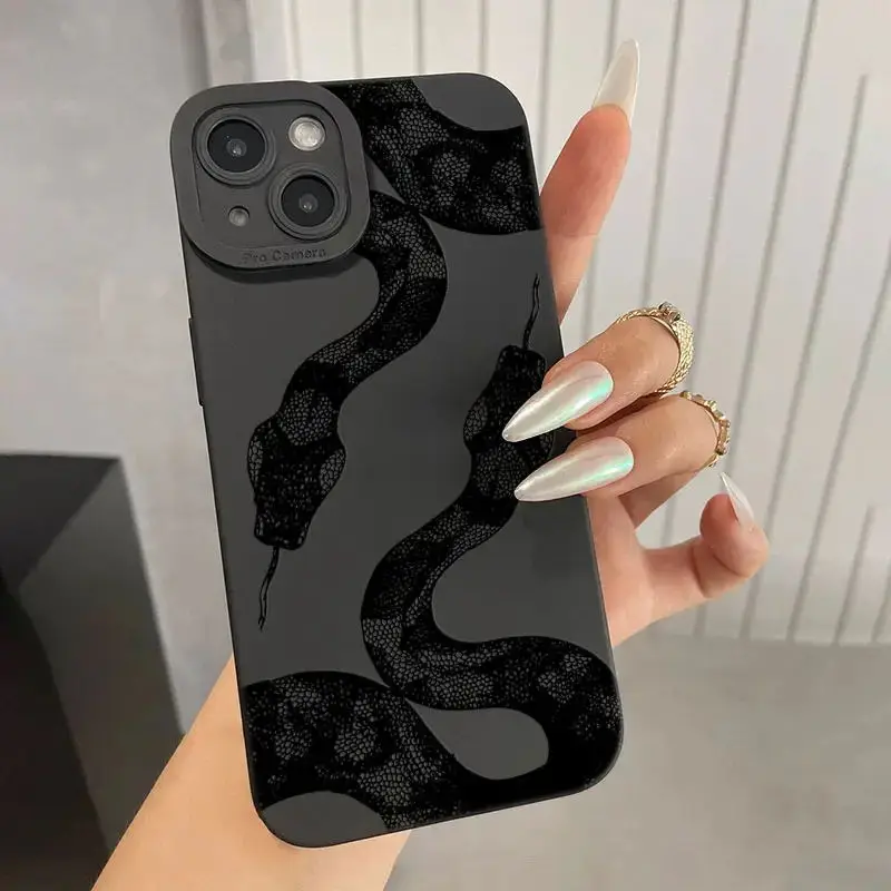 Funda de teléfono con diseño de serpiente divertida para iPhone 17 Air 16 15 14 Pro Max 13 12 11 Pro Max 8 7 Plus 16E SE2 XS XR X, funda suave mate - imagen 3