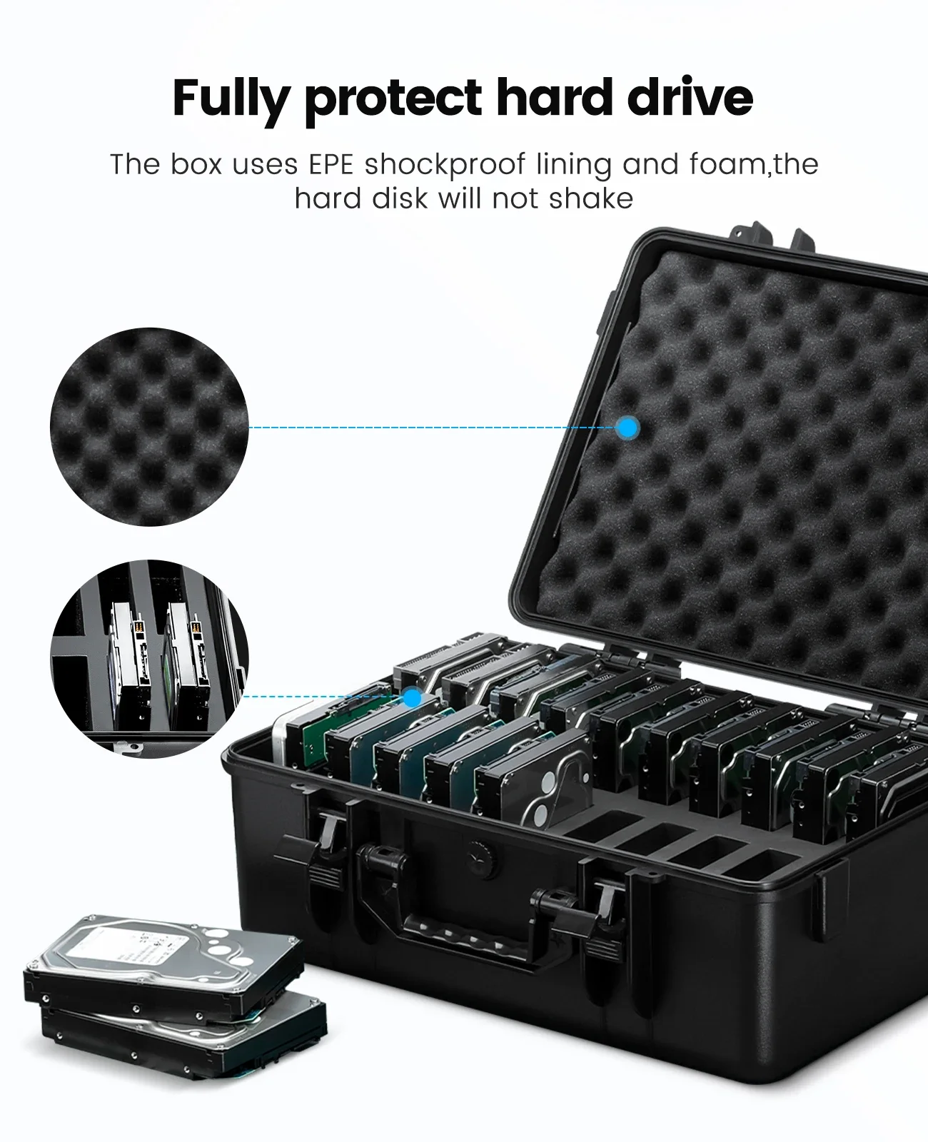 ORICO 20 Bay disco duro de 3,5 pulgadas protección HDD caja de almacenamiento caja externa portátil Multi Bay para exteriores a prueba de polvo a prueba de golpes - imagen 3