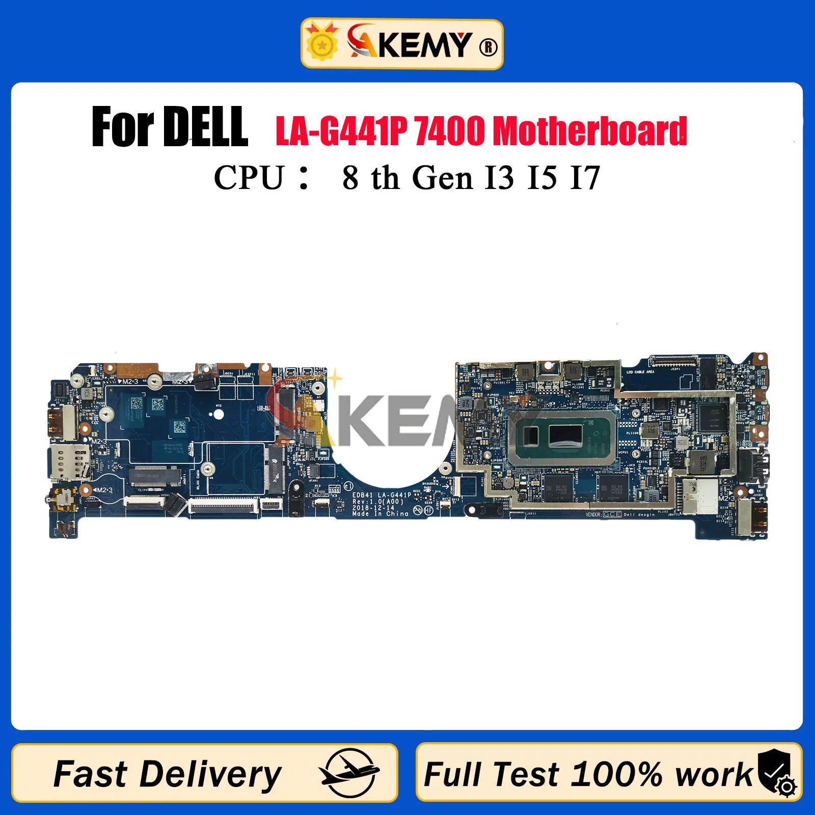 Placa base para ordenador portátil Dell Latitude 7400 LA-G441P con CPU i5 i7 de 8. a generación 8G 16G 0R5P25 54PCJ placa base para portátil 100% trabajo de prueba