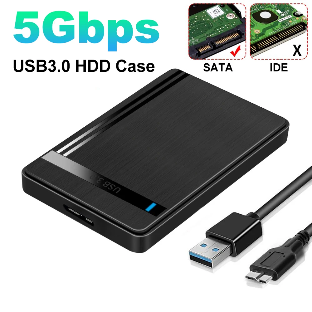 Caja HDD de 2,5 pulgadas, 5Gbps, SATA a USB 3,0, SSD, Cable Micro B, disco duro externo, dispositivo de almacenamiento portátil UASP HD de 3TB