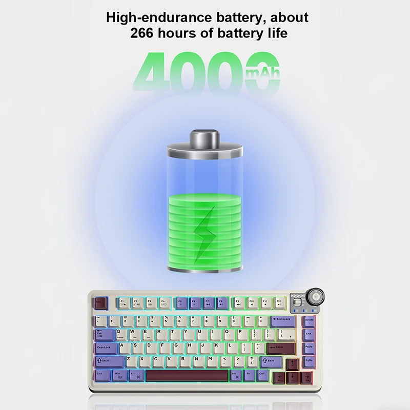 AULA AU75 Teclado mecánico de tres modos 81 teclas intercambiables en caliente RGB Esports teclado para juegos PBT Keycap PC teclado de escritura de escritorio - imagen 5