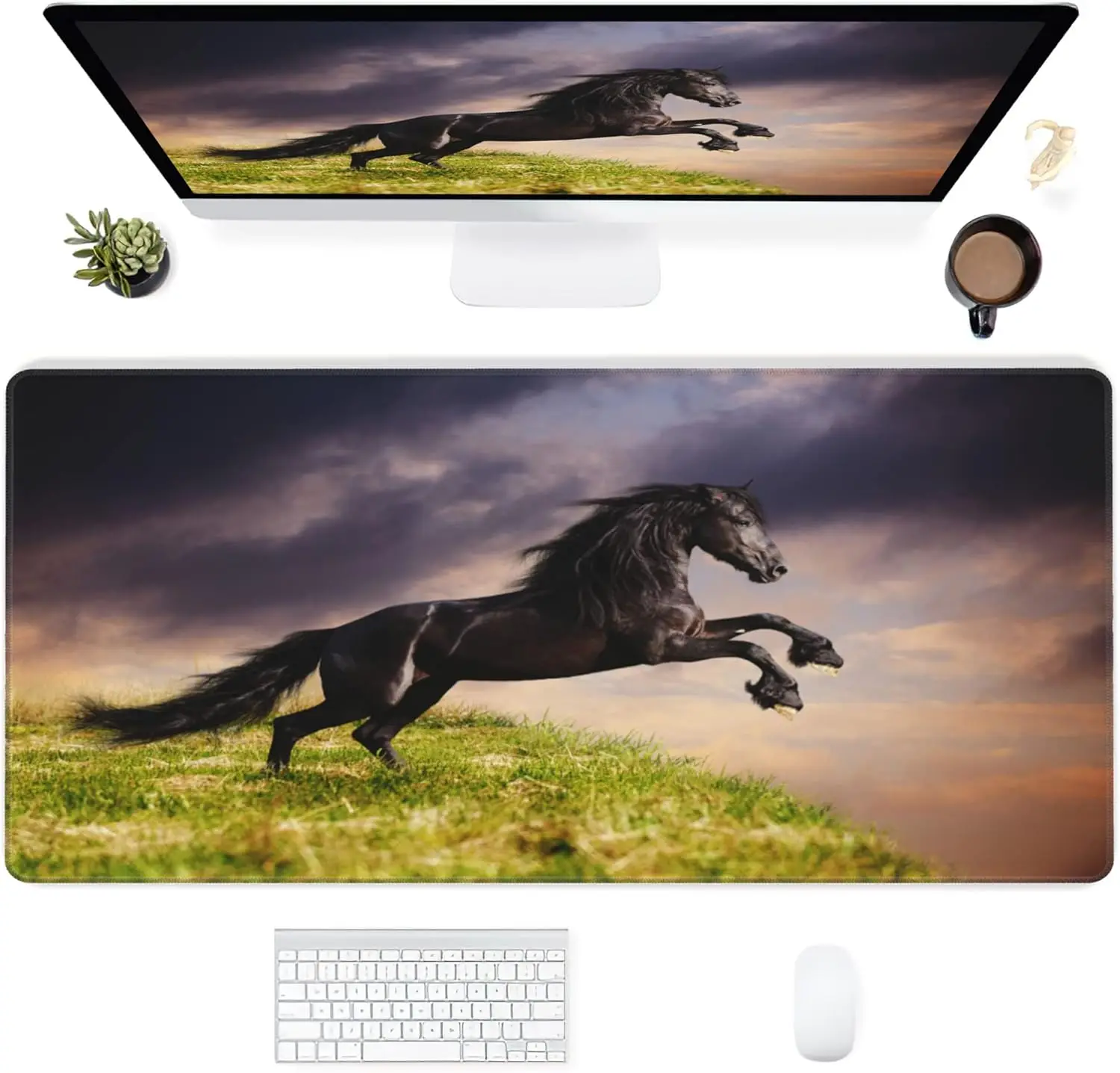 Alfombrilla de escritorio negra, alfombrilla de ratón extendida para juegos, juego de trabajo de oficina, teclado de ordenador, alfombrilla de ratón, Base de goma antideslizante, alfombrilla de ratón grande