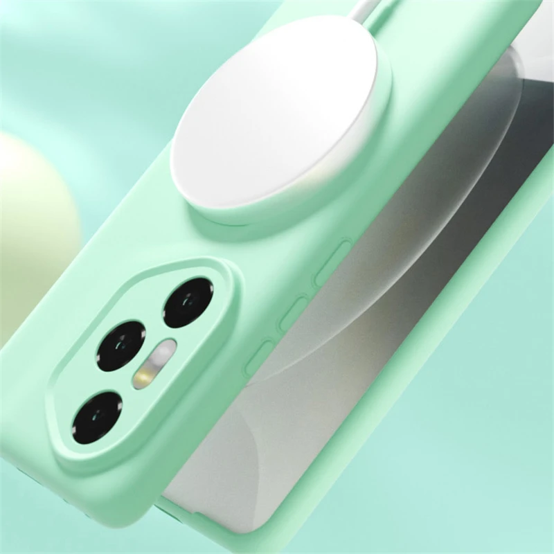 Funda de silicona líquida para Magsafe, funda de Color sólido con carga inalámbrica magnética a prueba de golpes para Huawei Honor 300 200 Pro 90 70 50 - imagen 2