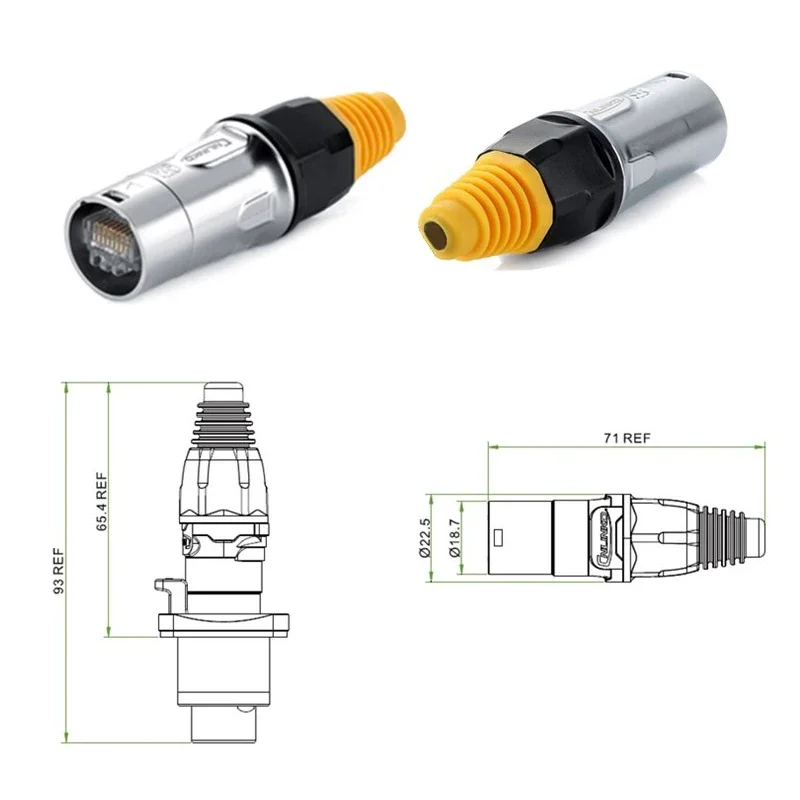 YT-RJ45 enchufe de cable de red a presión 8P8C macho hembra Ethernet PCB conector de aviación impermeable enchufe de grado Industrial IP67 - imagen 5