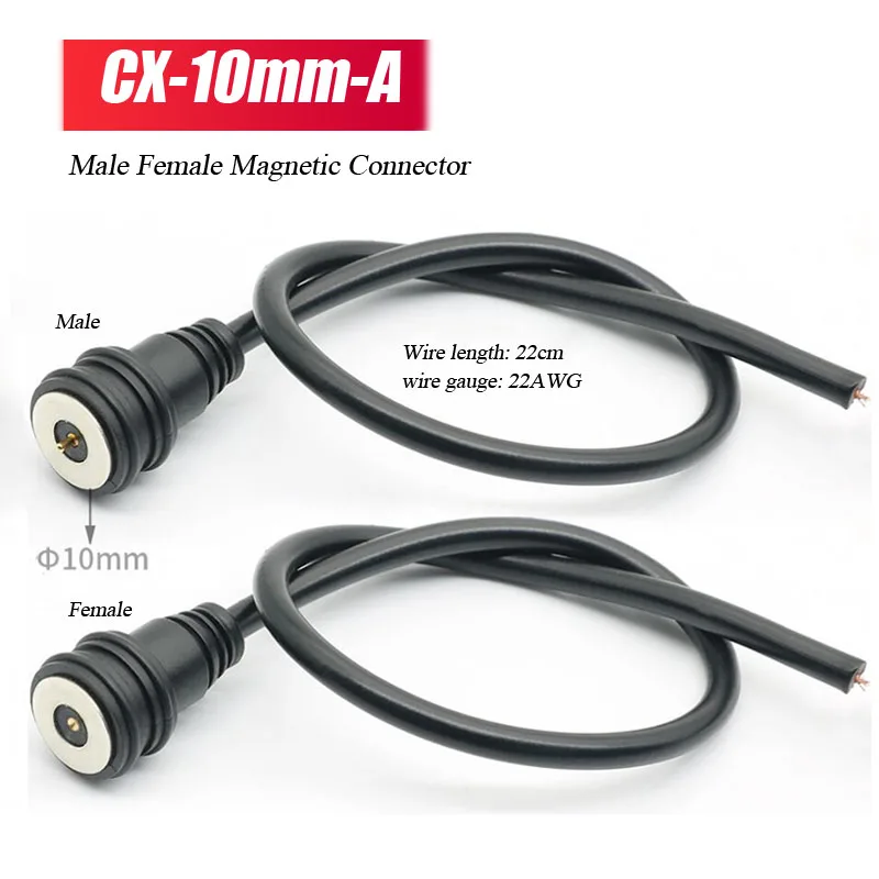 Cable conector magnético impermeable 2A, Terminal de 10mm, línea de carga de energía, conectores circulares macho y hembra de adsorción automática - imagen 2