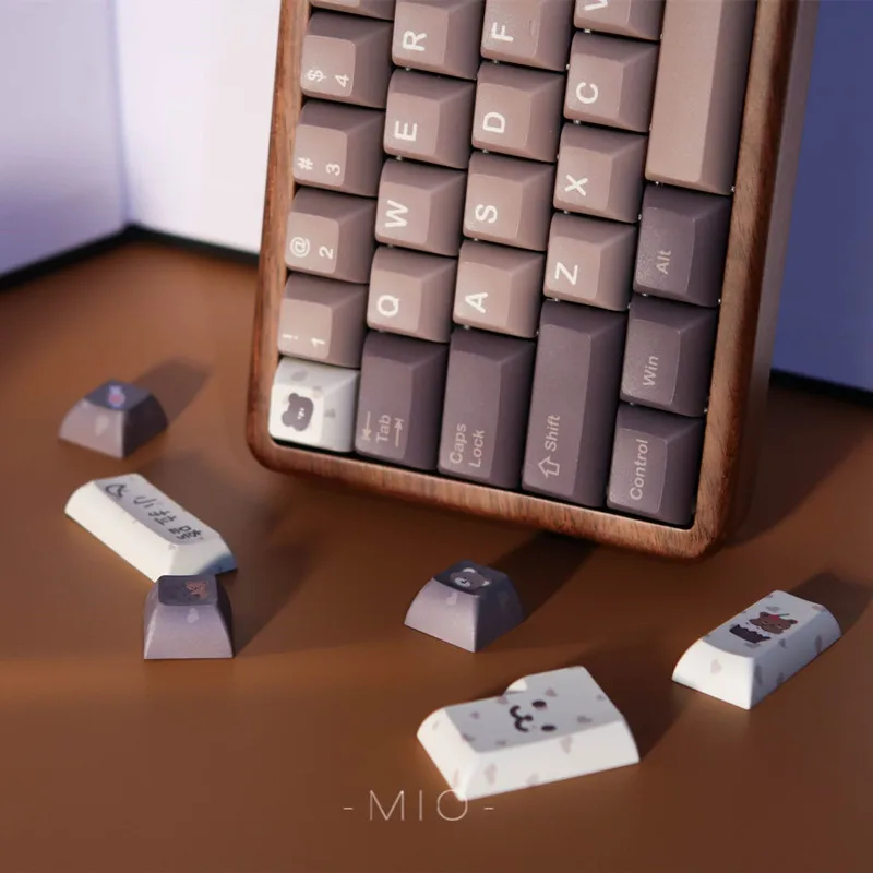 Teclas de oso pequeño de 142 teclas, teclas de perfil KCA, teclas de sublimación de tinte PBT para teclado mecánico para jugar Cherry MX Switch - imagen 2