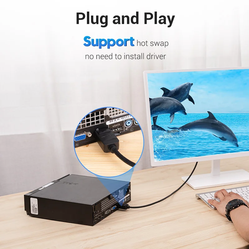 Vention DisplayPort a DVI Cable 1080P 24 + 1 DP a DVI-D Adaptador macho a macho para PC Monitor portátil Proyector DP a DVI Cable - imagen 2