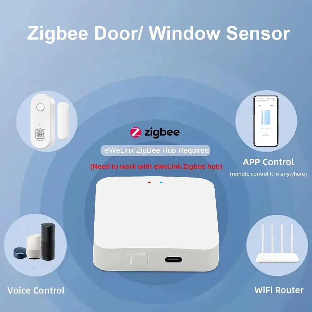EWeLink Zigbee-Sensor de puerta y ventana, Detector de puerta abierta y cerrada, seguridad antinintrusión, funciona con puerta de enlace Alexa Alice Zigbee 3,0 - imagen 5