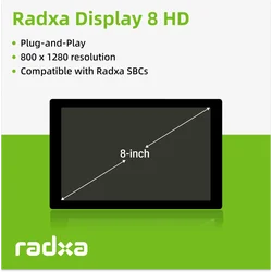 Radxa Display 8 – Pantalla Táctil 800x1280 para Placas SBC