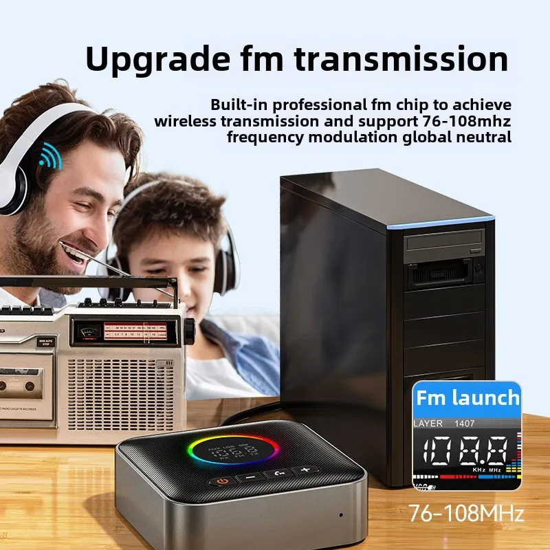 Receptor de Audio NFC Bluetooth 5,4, adaptador inalámbrico de música estéreo AUX RCA de 3,5mm sin pérdidas, Control remoto tipo C con reproducción de disco en U - imagen 3