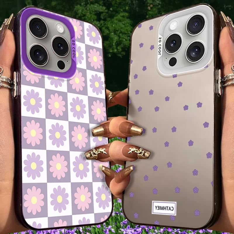 Pintura de flores con líneas negras, funda esmerilada para iPhone 17 Air 16 E 15 14 Plus 13 12 Mini 11 Pro Max, funda de silicona acrílica