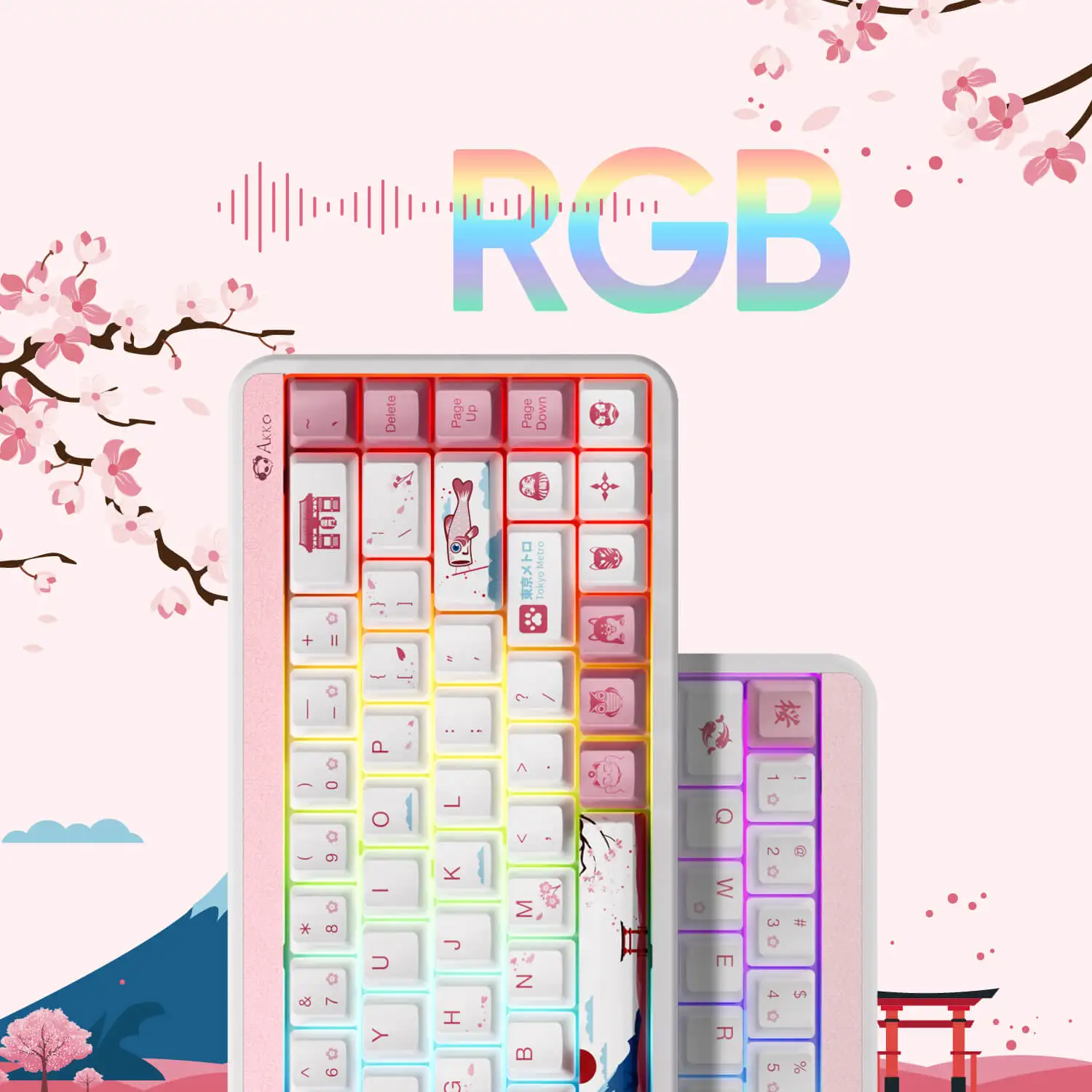 Akko JIN01 65% Teclado mecánico personalizado 68 teclas RGB intercambiable en caliente BT 5,0/2,4G inalámbrico y teclado para juegos de aluminio con cable tipo C - imagen 4