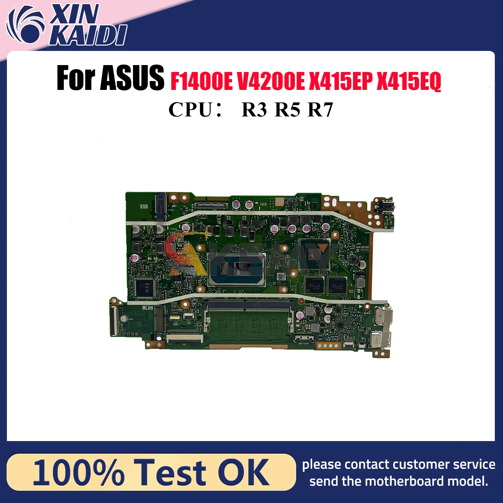 Placa base para ordenador portátil X415EP para ASUS VivoBook V4200E V5200E X415EP F1500E X415EQ X415E F1400E placa base con pruebas de CPU R3 R5 R7 OK