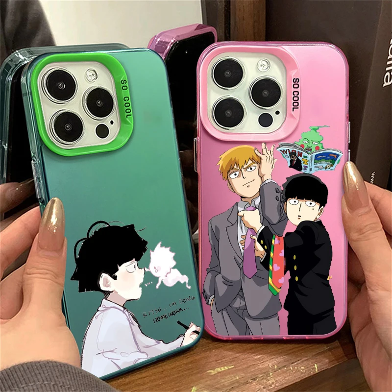 Mob Psycho-funda plateada para teléfono móvil, carcasa de color mate para Apple iPhone 15, 14, 13, 12, 11, X, XS, XR, 8, 7 Plus, Pro Max, 100 - imagen 3