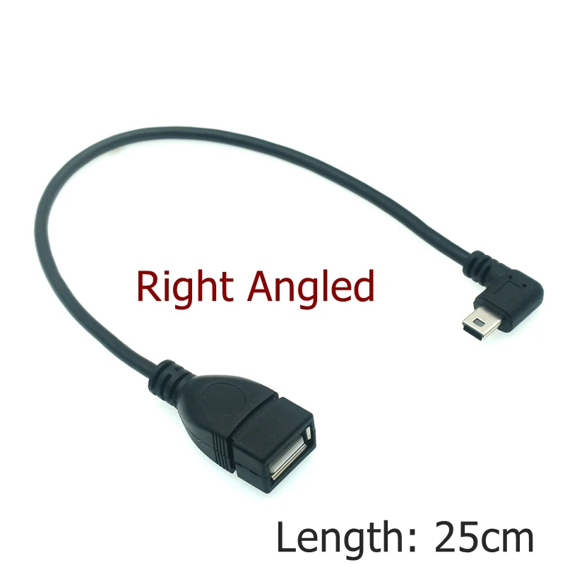 USB A cabeza hembra a Mini USB B OTG cabeza macho adaptador de cable de 90 grados 5P OTG V3 cable de datos de puerto para audio de coche tableta MP3 MP4 - imagen 2