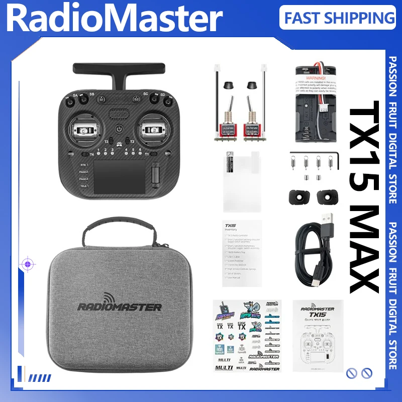 Radiomaster TX15 Max 3,5 pulgadas IPS pantalla táctil controlador de Radio ExpressLRS con AG02 CNC Hall cardán micrófono giroscópico incorporado regalo