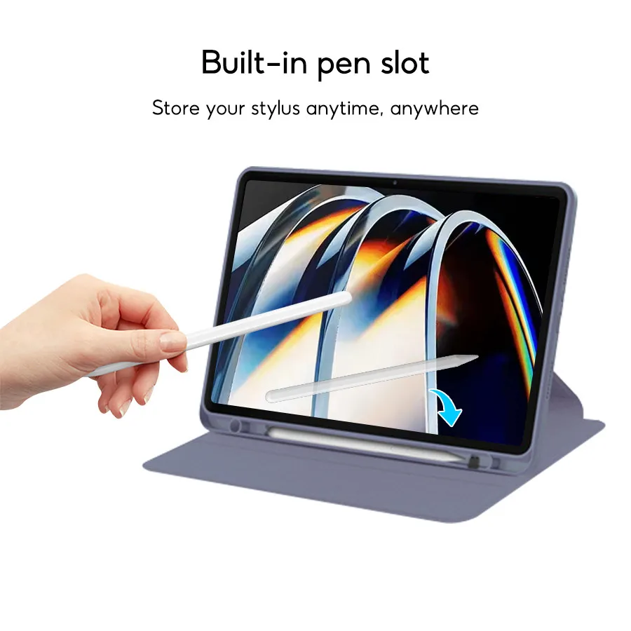 TBTIC para Infinix XPAD funda con rotación de 360 grados para niños con ranura para portalápices acrílico duro a prueba de golpes carcasa de despertador automático - imagen 5