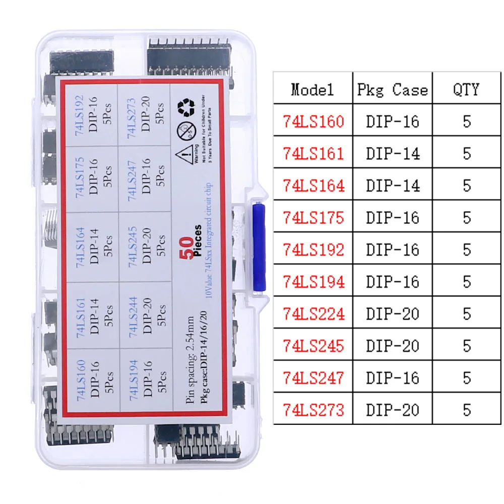 Kit surtido de chips de circuito integrado DIP SMD IC, caja de enchufes IC, serie IC lógica CMOS común - imagen 5