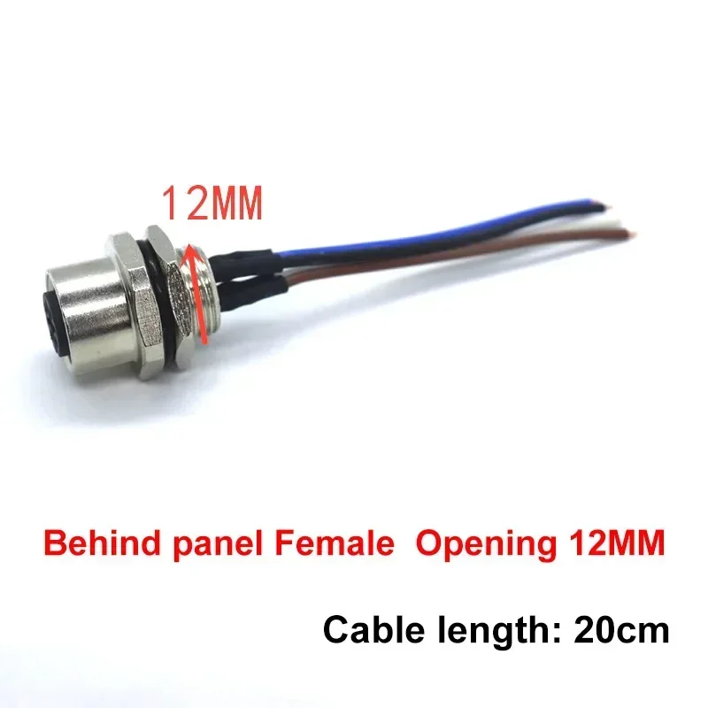 Cable de enchufe de aviación M12, 4 pines, 5 pines, 6 pines, 8 pines, 12 pines, cabeza recta macho hembra con Cable de 2 M, asiento de brida, conector de codo impermeable - imagen 4