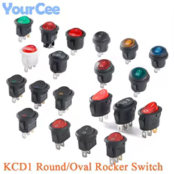 KCD1 Interruptor Basculante Ovalado Rojo ON-OFF-ON 10A 250V