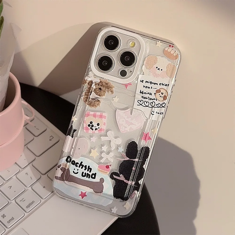 Funda de teléfono Clear Bear Doggie con tarjetero para iPhone 15 14 13 11 12 Pro Max Plus 7 8 X XS XR SE, funda protectora de TPU - imagen 2