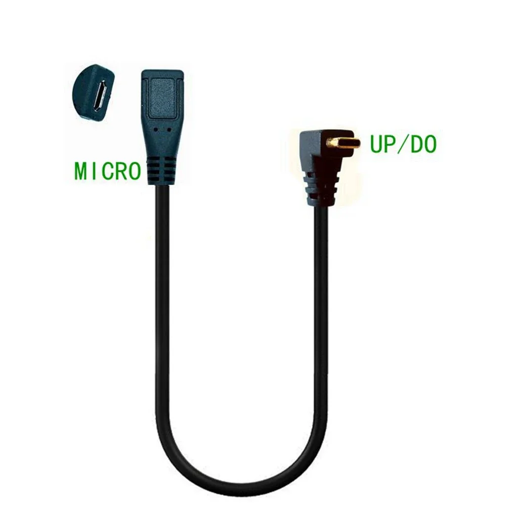 1 Uds. Cable de carga de ángulo recto USB-C chapado en oro, convertidor USB 3,1 tipo C macho a mini/micro USB, mini/micro USB hembra
