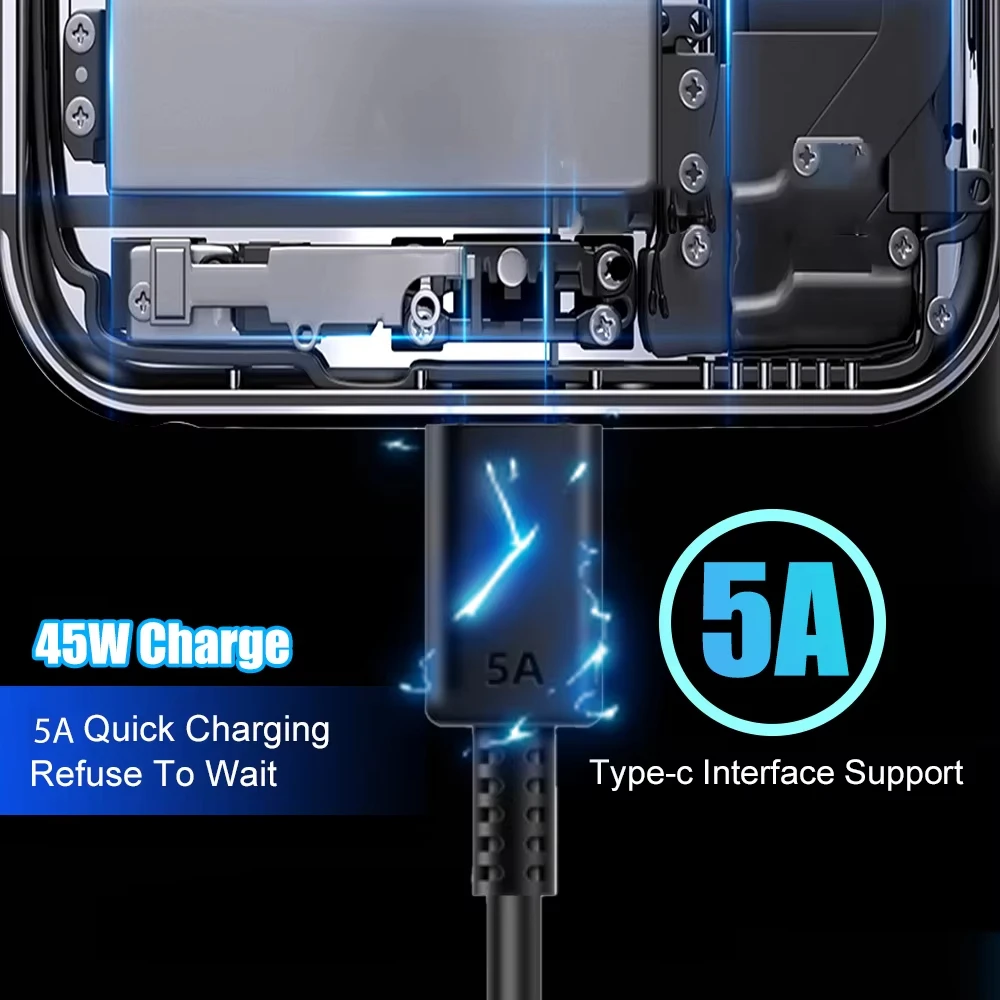 NNBILI-Cable de carga súper rápida para móvil, Cable de datos de carga rápida, 5A, 45W, Dual USB C, para iPhone 15, Samsung S24 Plus, Note 20, Ultra PD, 1-4 unidades - imagen 4