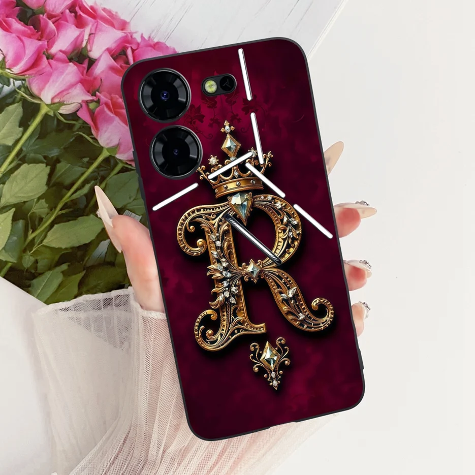 Para Tecno Pova 5 Pro 5G funda LH8n cubierta de letras de corona de lujo funda de teléfono suave de TPU para Tecno Pova 5 LH7n Pova5 Pro bolsas de cubierta trasera - imagen 4