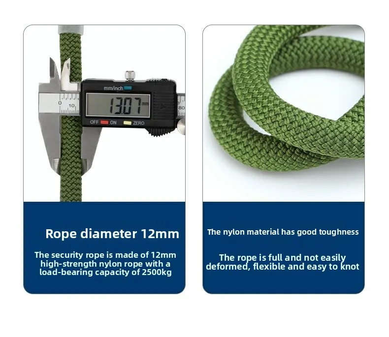Cordón para escalada en roca al aire libre, cuerda estática de 12mm, 20kN, protector de ojo a ojo, cordón precocido, eslinga, equipo de montañismo - imagen 3
